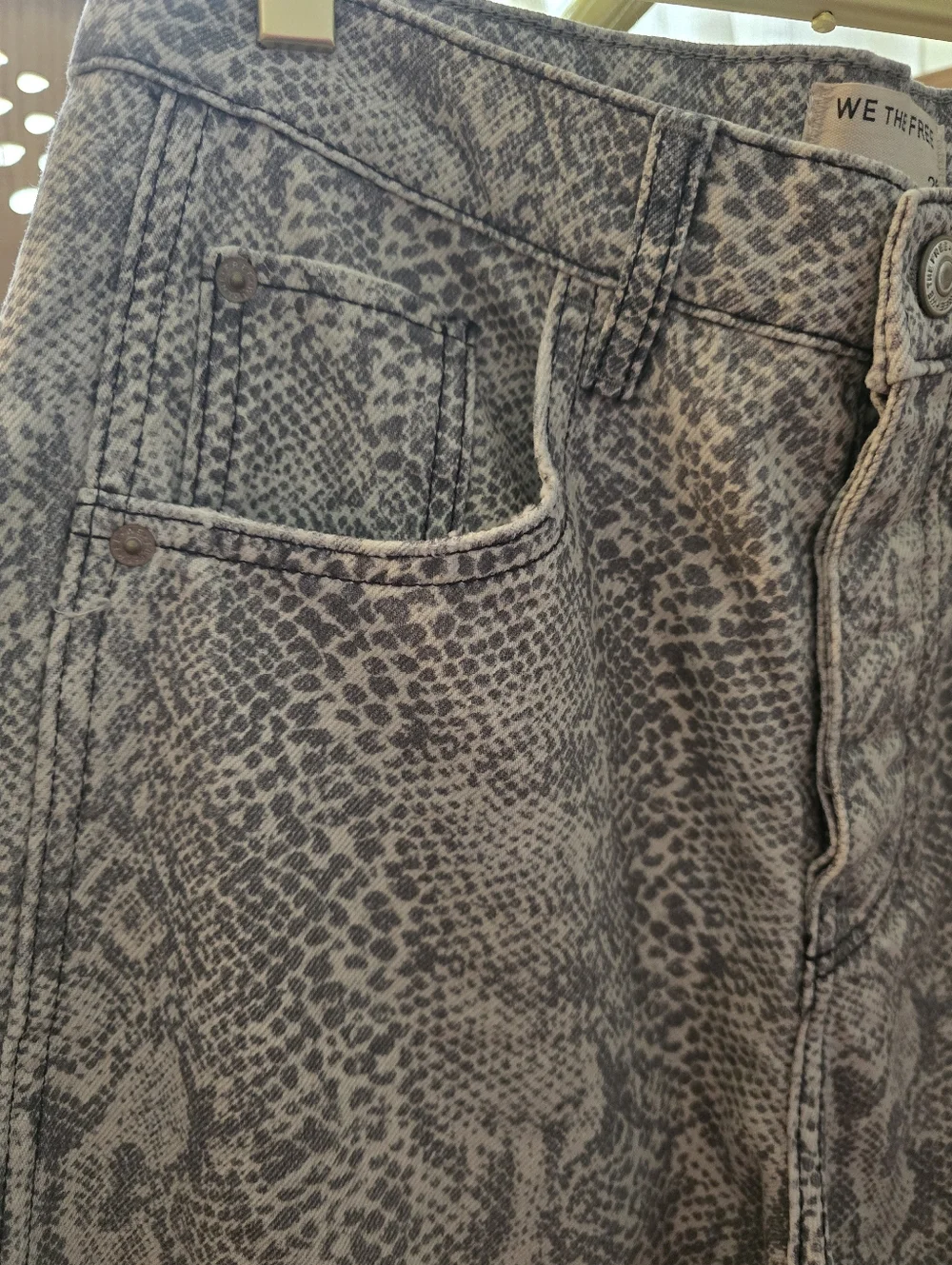 NWOT We The Free Good Luck Printed Barrel Jeans-Snake Combo